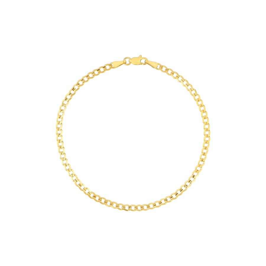 10K Yellow Gold 2.7 mm Concave Open Curb w Lobster Clasp - 8in.