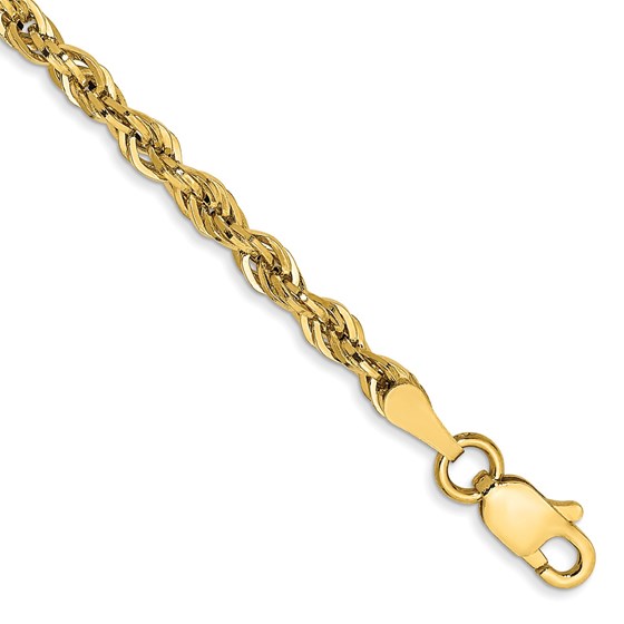 10K Yellow Gold 2.8mm Semi-Solid Rope Chain - 9 in. 10K Yellow Gold 2.8mm Semi-Solid Rope Chain - 9 in.