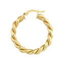 10K Yellow Gold 20 mm Twist Pattern Round Hoop Earrings