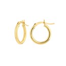 10K Yellow Gold 2mm x 15mm Polished Round Tube Hoop Earrings