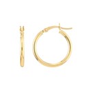 10K Yellow Gold 2mm x 20mm Polished Round Tube Hoop Earrings