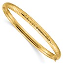 10K Yellow Gold 3/16 Fancy Hammered Bangle Bracelet - 7 in.