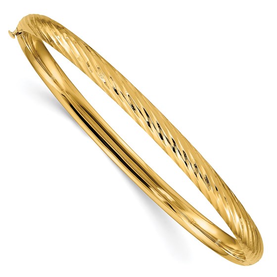 10K Yellow Gold 3/16 Textured Hinged Bangle - 7.5 in. 10K Yellow Gold 3/16 Textured Hinged Bangle - 7.5 in.