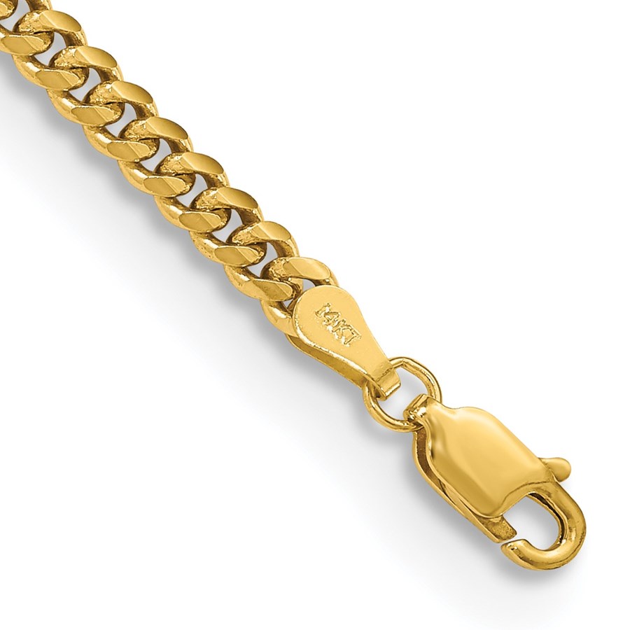 10K Yellow Gold 3.5mm Solid Miami Cuban Chain - 9 in.