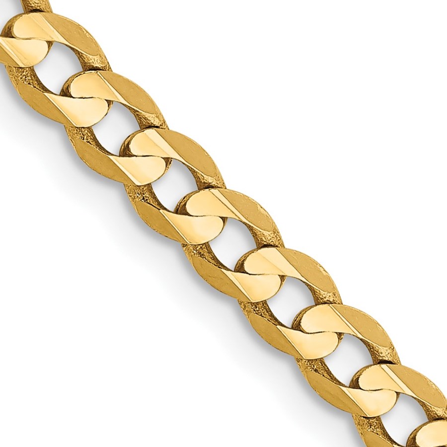 10K Yellow Gold 3.8mm Open Concave Curb Chain - 24 in.