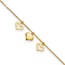 10K Yellow Gold 3 Hearts 9in Plus 1in Extension Anklet - 9 in.