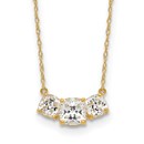 10K Yellow Gold 3-Stone CZ Necklace - 18.5 in.
