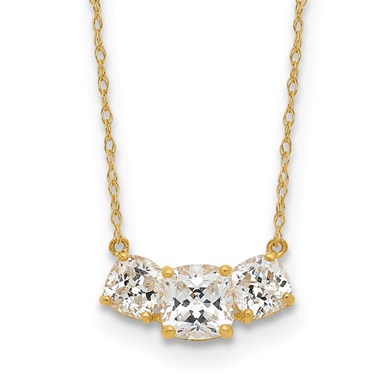 10K Yellow Gold 3-Stone CZ Necklace - 18.5 in. 10K Yellow Gold 3-Stone CZ Necklace - 18.5 in.