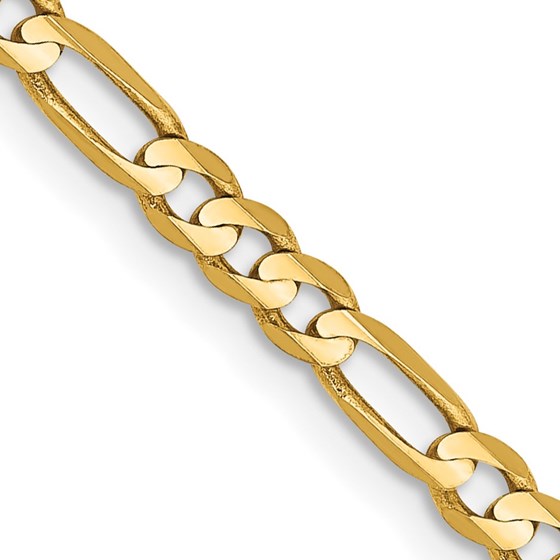 10K Yellow Gold 3mm Concave Figaro Chain - 16 in.