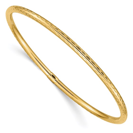 10K Yellow Gold 3mm Diamond-cut Tube Slip-on Bangle 10K Yellow Gold 3mm Diamond-cut Tube Slip-on Bangle