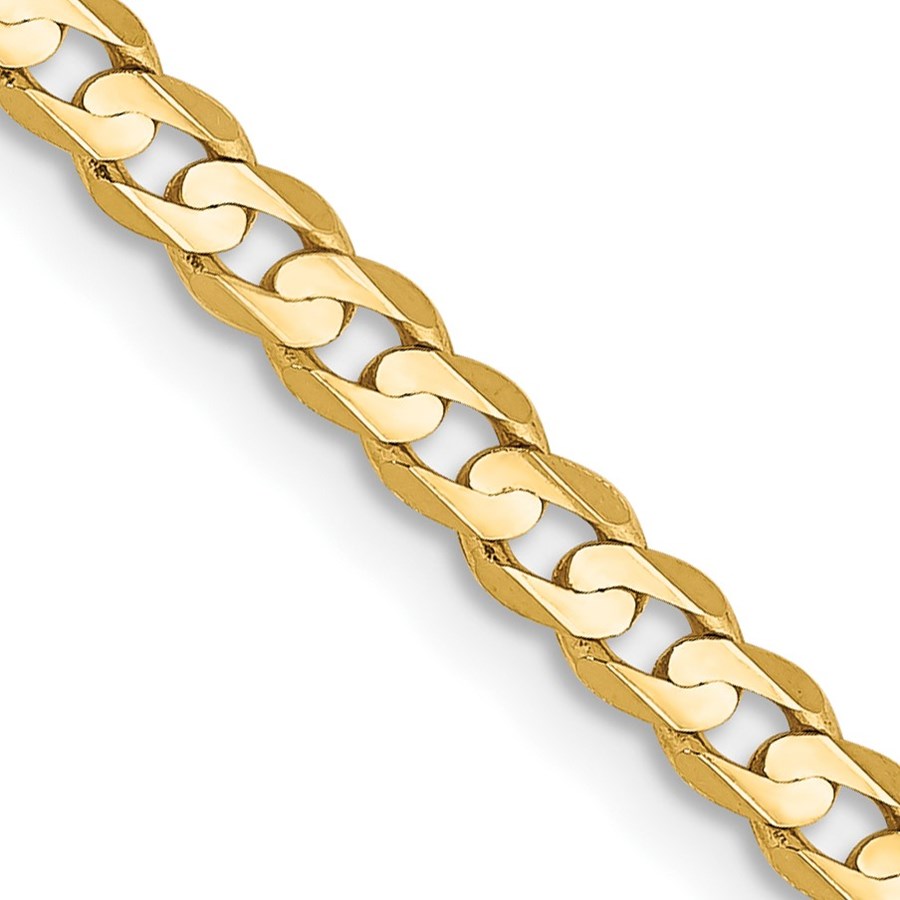 10K Yellow Gold 3mm Open Concave Curb Chain - 18 in.