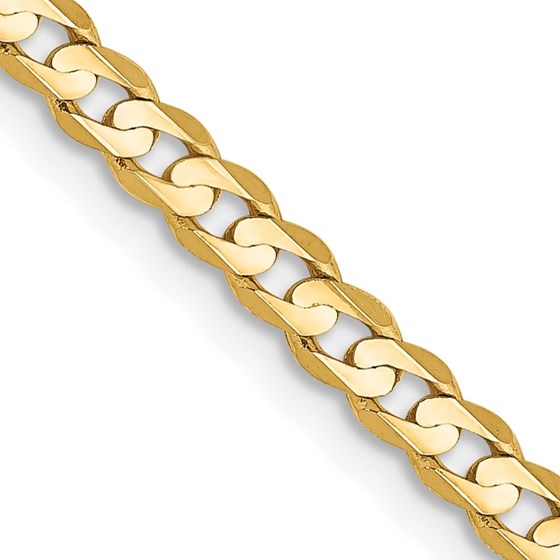 10K Yellow Gold 3mm Open Concave Curb Chain - 26 in.