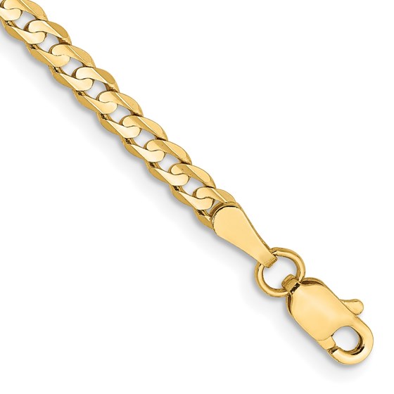 10K Yellow Gold 3mm Open Concave Curb Chain - 7 in.