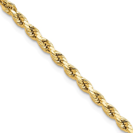 10K Yellow Gold 3mm Semi-solid D/C Rope Chain - 26 in.