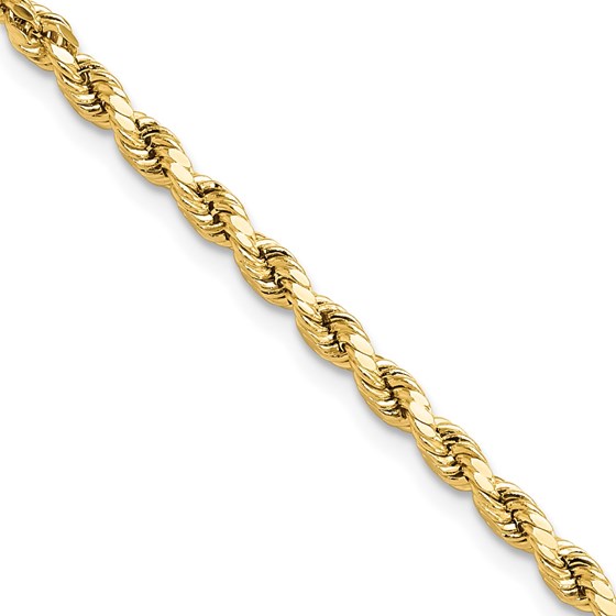 10K Yellow Gold 3mm Semi-solid D/C Rope Chain - 28 in. 10K Yellow Gold 3mm Semi-solid D/C Rope Chain - 28 in.