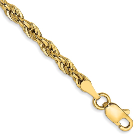 10K Yellow Gold 3mm Semi-Solid Rope Chain - 9 in.