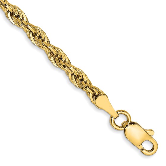 10K Yellow Gold 3mm Semi-Solid Rope Chain - 9 in. 10K Yellow Gold 3mm Semi-Solid Rope Chain - 9 in.