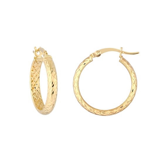 10K Yellow Gold 3mm x 20mm DC Hoop Earrings