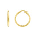 10K Yellow Gold 3mm x 30mm DC Round Tube Hoop Earrings