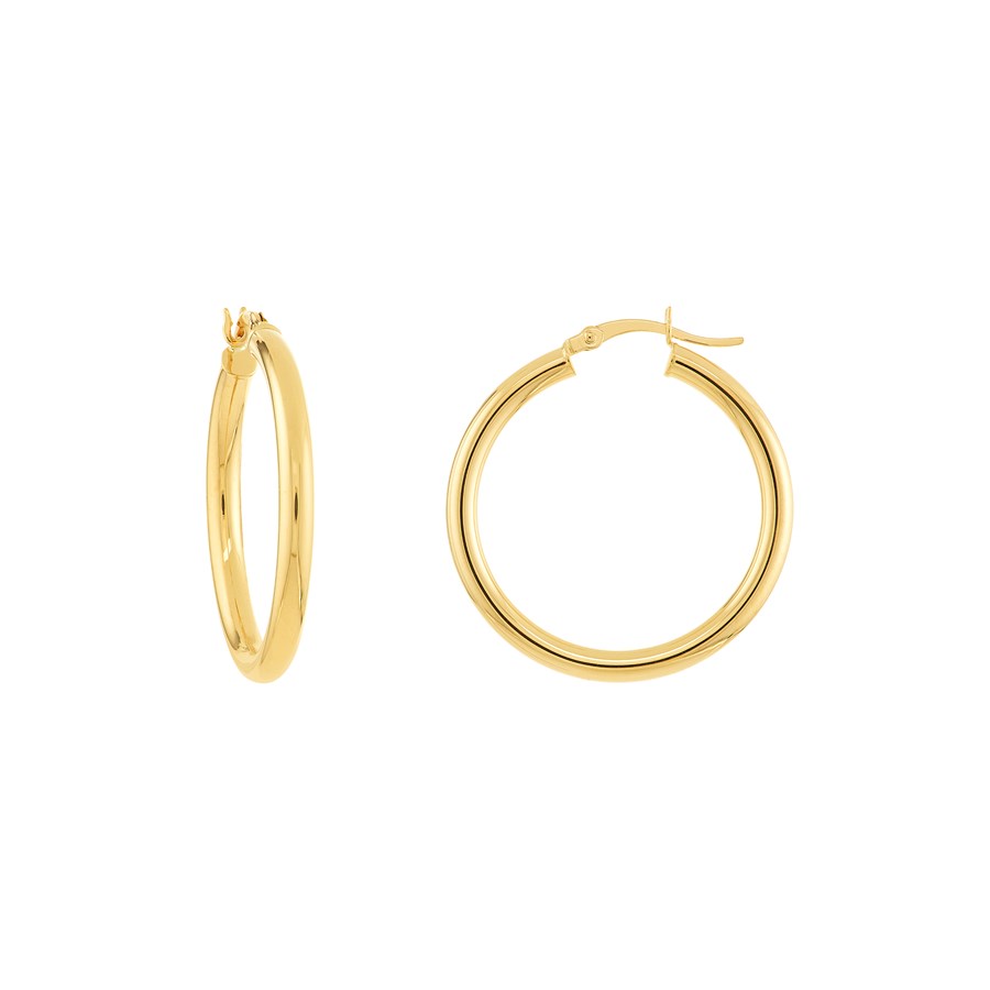 10k Yellow Gold Polished Hoop Earrings (3x40mm)