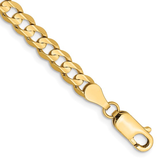 10K Yellow Gold 4.5mm Open Concave Curb Chain - 7 in.