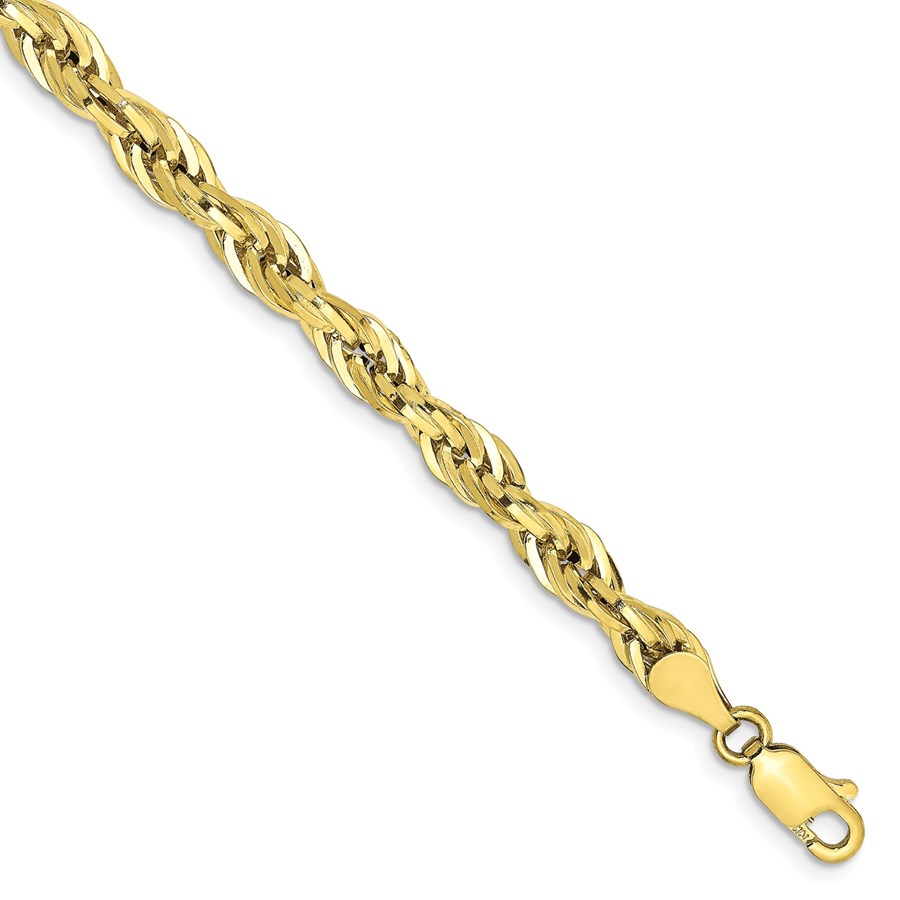 10k Yellow Gold 4.75 mm Semi-Solid Rope Chain - 8 in.