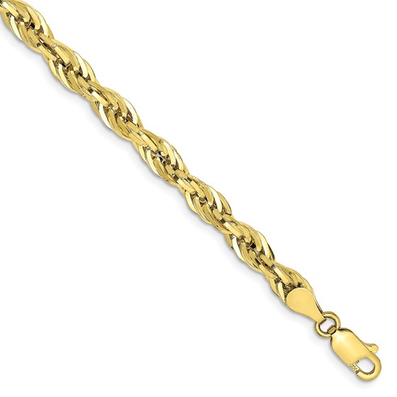 10k Yellow Gold 4.75 mm Semi-Solid Rope Chain - 8 in. 10k Yellow Gold 4.75 mm Semi-Solid Rope Chain - 8 in.