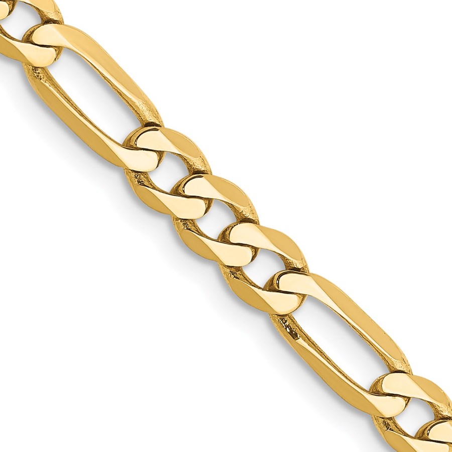 10K Yellow Gold 4.75mm Flat Figaro Chain - 20 in.