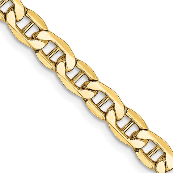 10K Yellow Gold 4.75mm Semi-Solid Anchor Chain - 24 in.