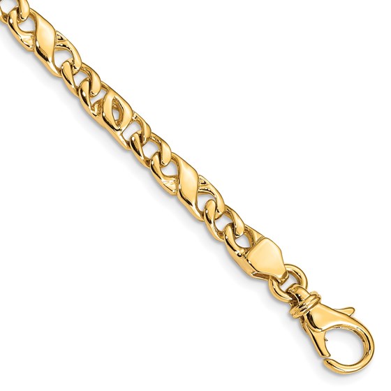 10K Yellow Gold 4.8mm Hand Fancy Link Bracelet - 8 in. 10K Yellow Gold 4.8mm Hand Fancy Link Bracelet - 8 in.