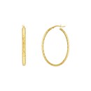 10K Yellow Gold 4 mm 28 x 42mm DC Oval Hoop Earrings