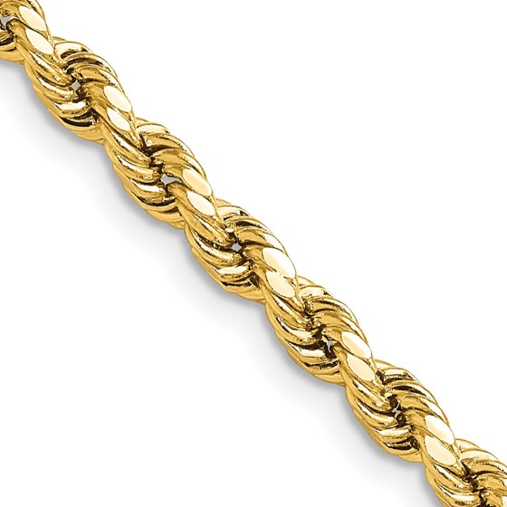 10K Yellow Gold 4mm Semi-solid D/C Rope Chain - 28 in.