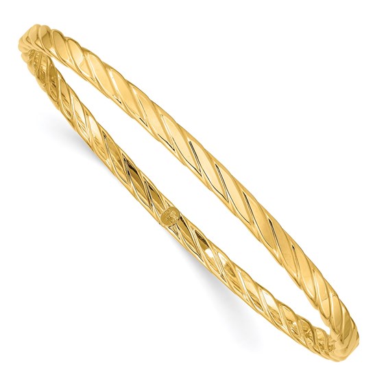 10K Yellow Gold 4mm Textured Twist Slip-on Bangle - 8.5 in. 10K Yellow Gold 4mm Textured Twist Slip-on Bangle - 8.5 in.