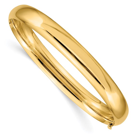 10K Yellow Gold 5/16 Hinged Bangle Bracelet - 8 in.