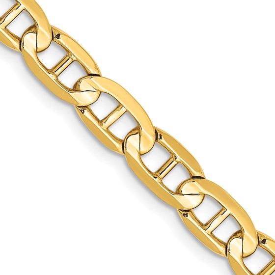 10K Yellow Gold 5.25mm Concave Anchor Chain - 20 in.