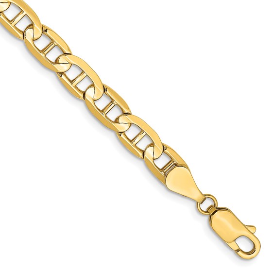 10K Yellow Gold 5.25mm Concave Anchor Chain - 7 in.