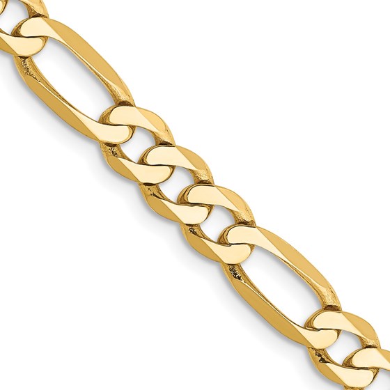 10K Yellow Gold 5.25mm Flat Figaro Chain - 26 in. 10K Yellow Gold 5.25mm Flat Figaro Chain - 26 in.