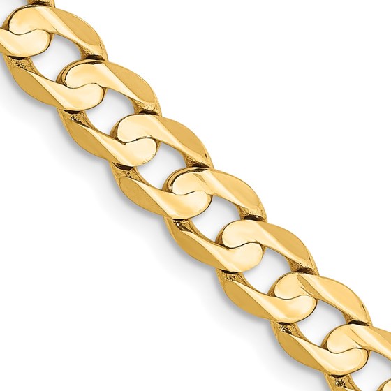 10K Yellow Gold 5.25mm Open Concave Curb Chain - 20 in.