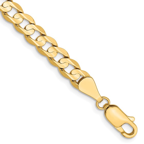 10K Yellow Gold 5.25mm Open Concave Curb Chain - 7 in.