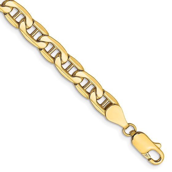 10K Yellow Gold 5.5mm Semi-Solid Anchor Chain - 7 in.