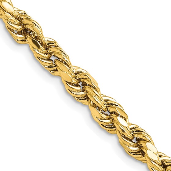 10K Yellow Gold 5.5mm Semi-solid D/C Rope Chain - 28 in. 10K Yellow Gold 5.5mm Semi-solid D/C Rope Chain - 28 in.