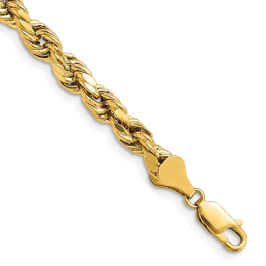 10K Yellow Gold 5.5mm Semi-solid D/C Rope Chain - 9 in.