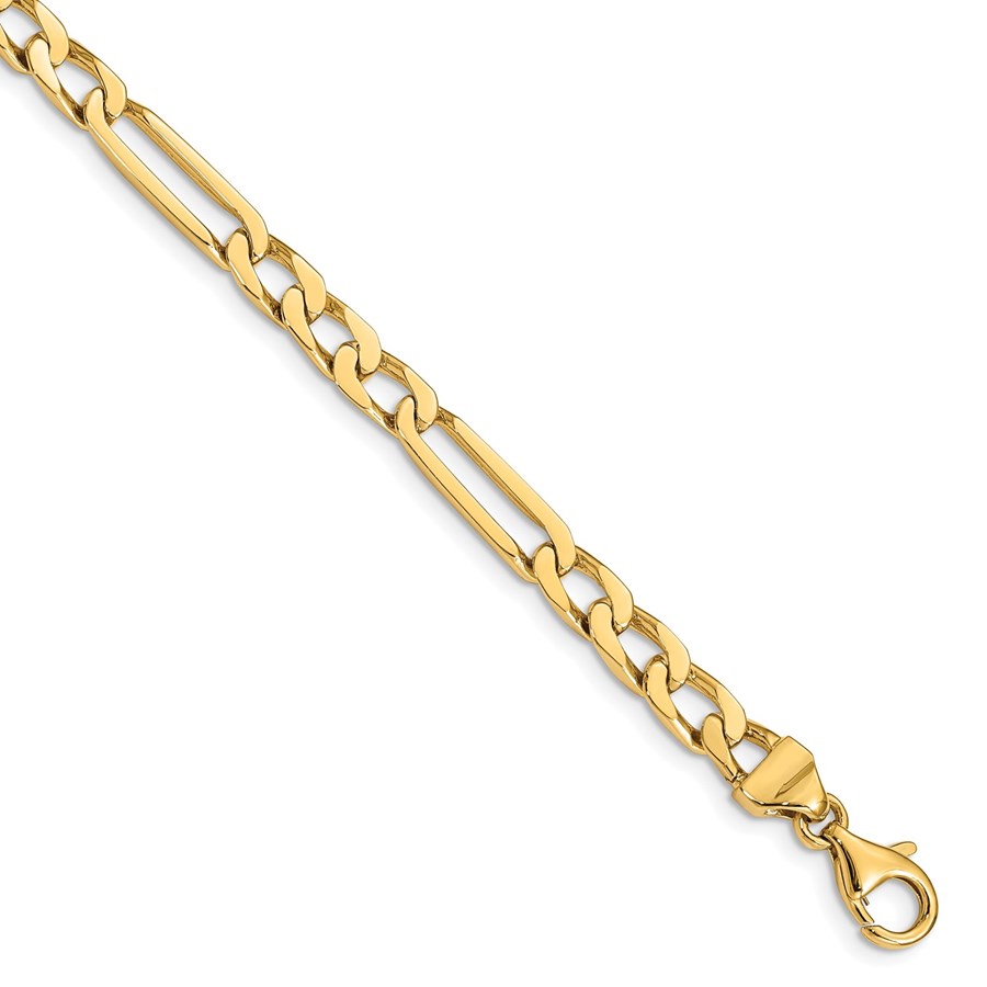 10K Yellow Gold 5mm Figaro Link Bracelet - 8 in.