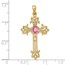 10K Yellow Gold 5x3mm Oval Pink Sapphire cross pendant - 36.6 mm