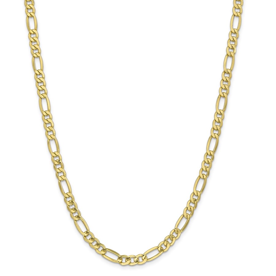 10k Yellow Gold 6.25 mm Semi-Solid Figaro Chain - 22 in.