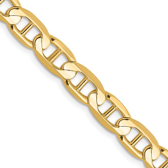 10K Yellow Gold 6.25mm Concave Anchor Chain - 26 in. 10K Yellow Gold 6.25mm Concave Anchor Chain - 26 in.