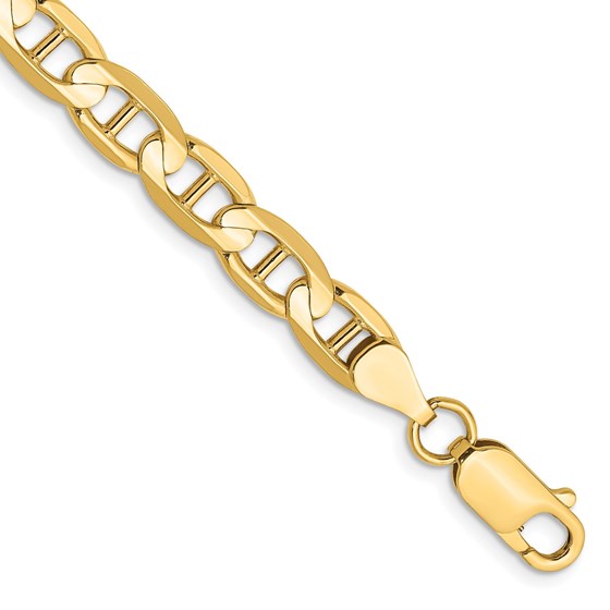 10K Yellow Gold 6.25mm Concave Anchor Chain - 7 in.