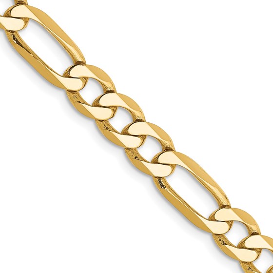 10K Yellow Gold 6.25mm Flat Figaro Chain - 28 in. 10K Yellow Gold 6.25mm Flat Figaro Chain - 28 in.