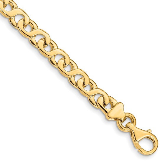 10K Yellow Gold 6.2mm Hand- Fancy Link Bracelet - 7 in. 10K Yellow Gold 6.2mm Hand- Fancy Link Bracelet - 7 in.