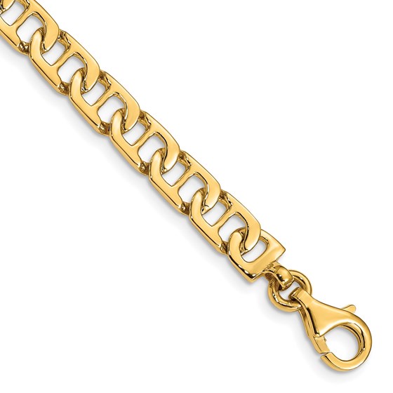 10K Yellow Gold 6.5mm Fancy Anchor Link Bracelet - 8 in.